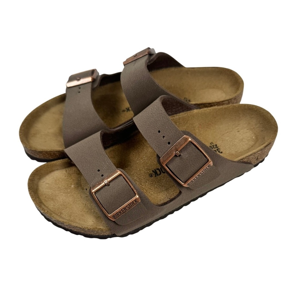 Birkenstock Arizona Birko-Flor Mocha Brown Two Strap Sandals Size 34 L3 M1